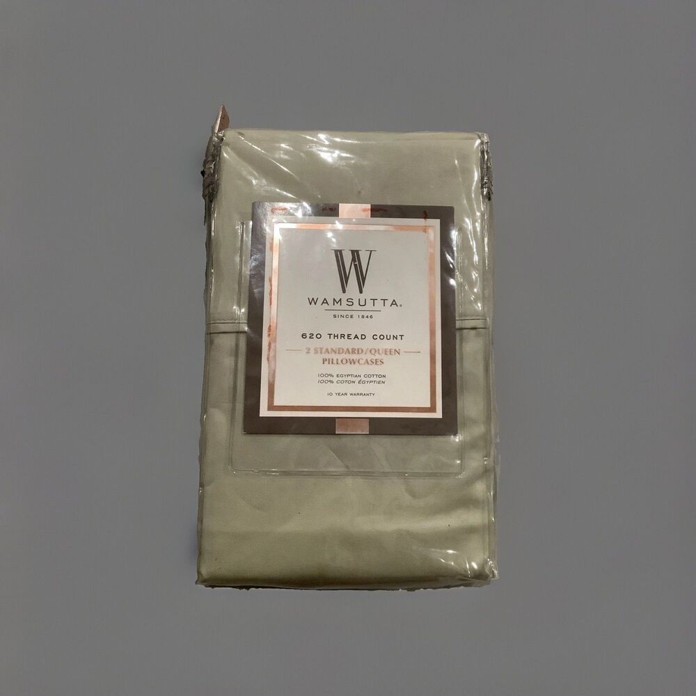 Wamsutta PILLOWCASES 620 Thread Count Sage Pima Cotton Solid TWO 21”x32 ” NEW
